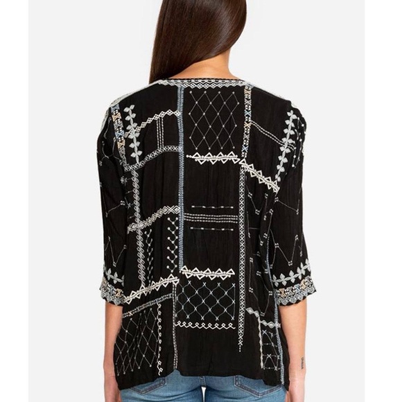 Johnny Was Carnation Embroidered Georgette Blouse - Picture 2 of 16